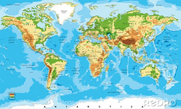 Papier peint  Carte physique du monde