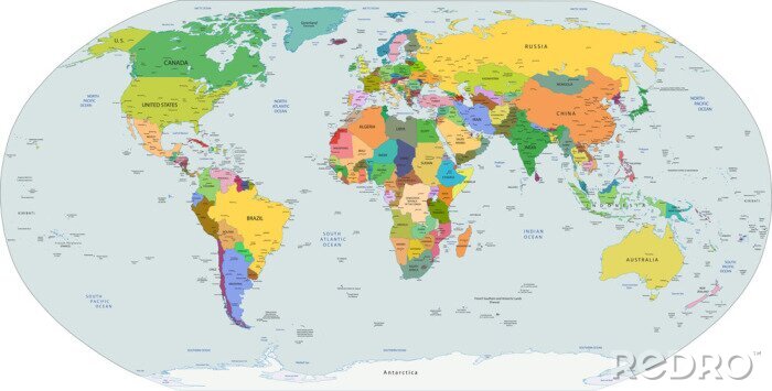 Papier peint  Carte politique globale du monde, vecteur