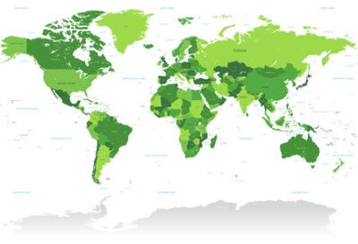 Carte politique verte du monde avec les frontières nationales