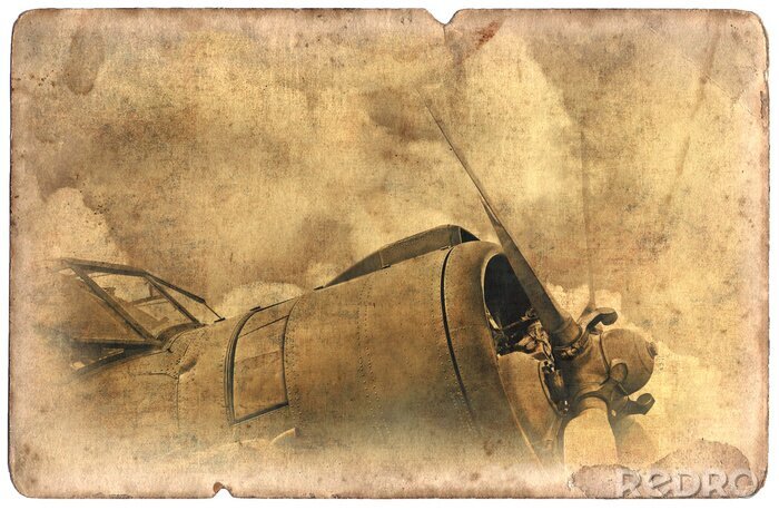 Papier peint  Carte postale militaire vintage isolé, vieux avions