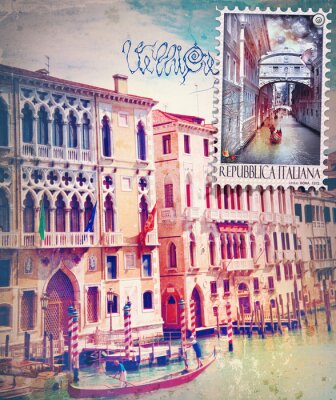 Papier peint  Carte postale motif Venise