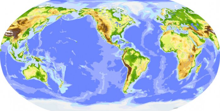 Papier peint  Carte vectorielle physique, centré sur l'Amérique
