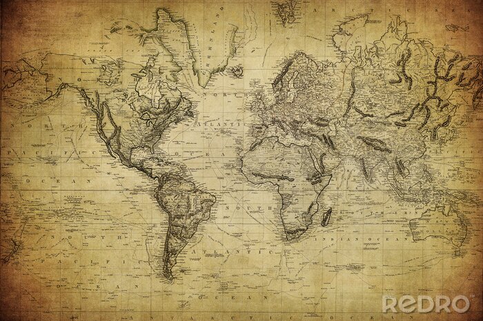 Papier peint  Carte vintage du monde 1814 ..