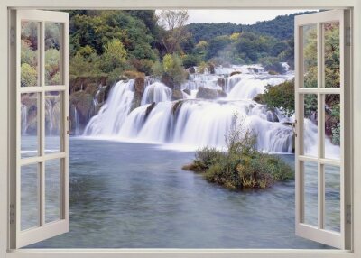 Papier peint  Cascades devant la fenêtre