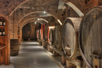 Papier peint  Cave avec des tonneaux de vin