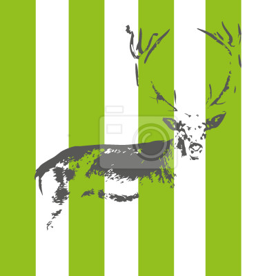 Papier peint à motif  Cerf dans la forêt Stripe