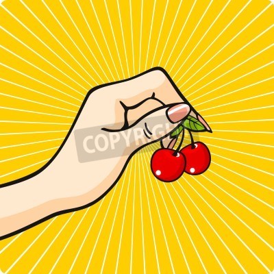 Papier peint  Cerises rouges style pop art