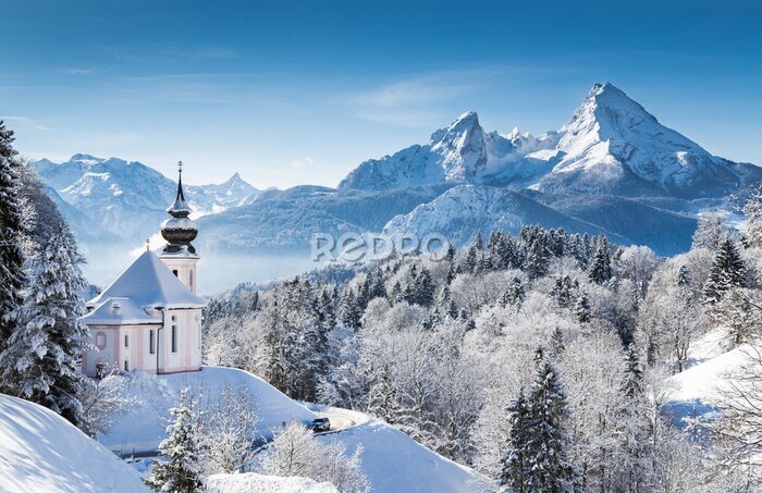 Papier peint  Chapelle dans les Alpes bavaroises