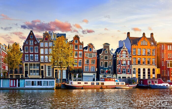 Papier peint  Charmants immeubles d'appartements à Amsterdam