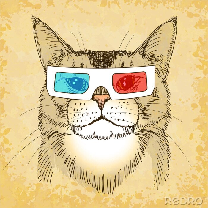 Papier peint  Chat avec des lunettes