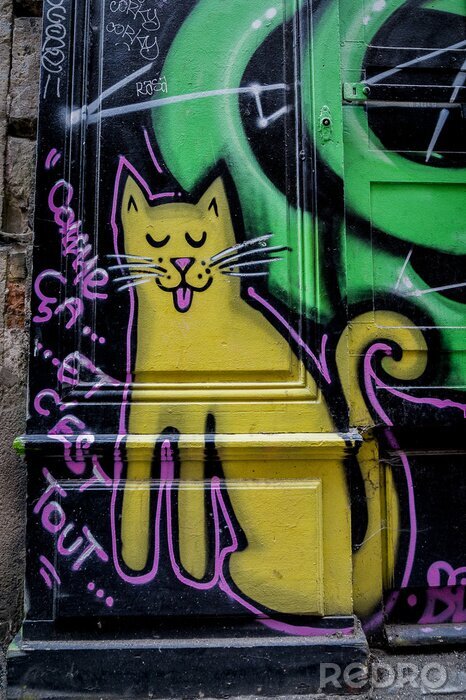 Papier peint  Chat sur un graffiti
