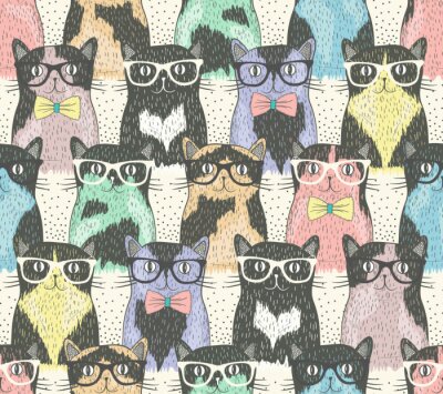Papier peint  Chats à lunettes pour jeunes