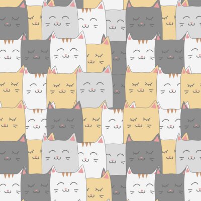 Papier peint  Chats multicolores