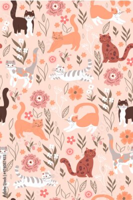 Papier peint  Chats sur une prairie au printemps