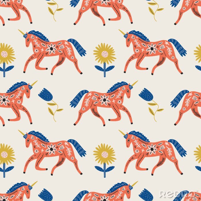 Papier peint  Chevaux à motifs de style bohème