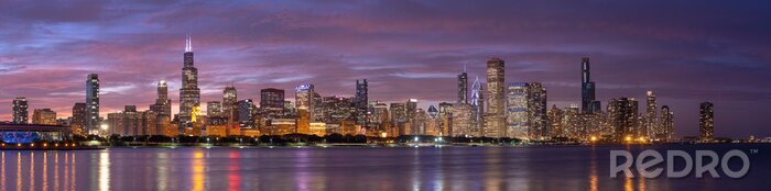 Papier peint  Chicago downtown buildings skyline panorama