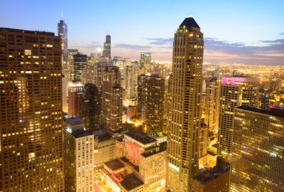 Papier peint  Chicago panorama nocturne