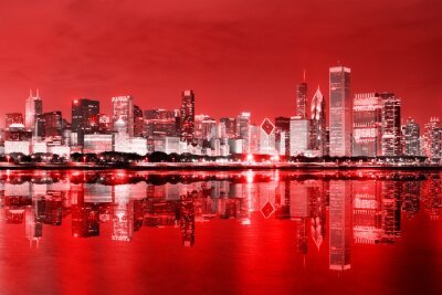 Papier peint  Chicago panorama rouge