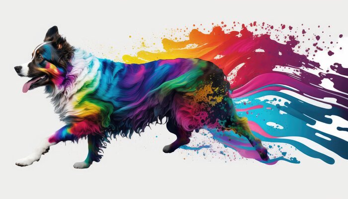 Papier peint  Chien arc-en-ciel