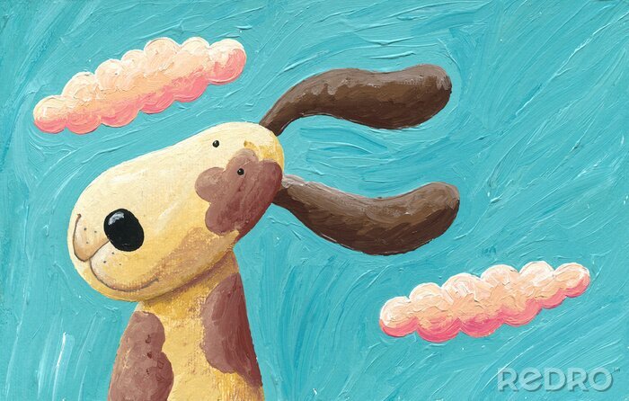 Papier peint  Chien avec de longues oreilles version peinture