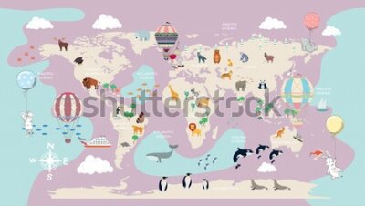 Papier peint  Children's world map for the interior