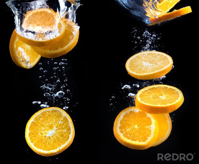 Papier peint  Chute du fruit d'une orange