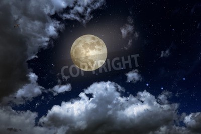 Papier peint  Ciel nocturne avec lune