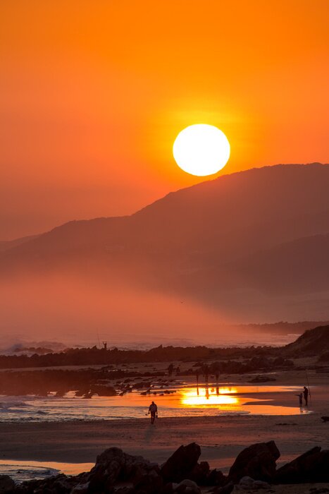 Papier peint  Ciel orange et coucher de soleil