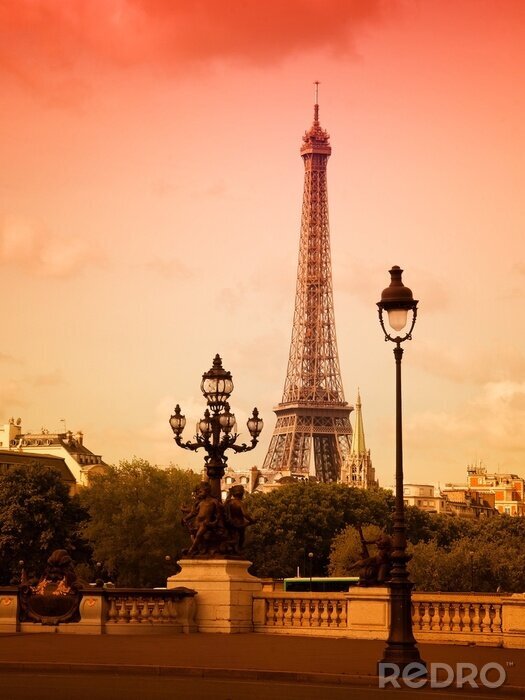 Papier peint  Ciel rose sur Paris