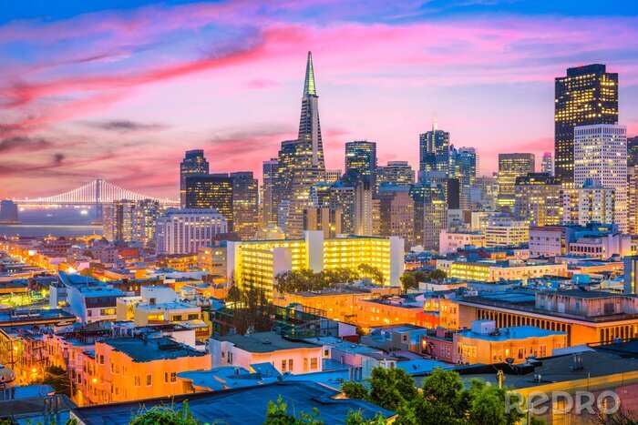 Papier peint  Ciel rose sur San Francisco