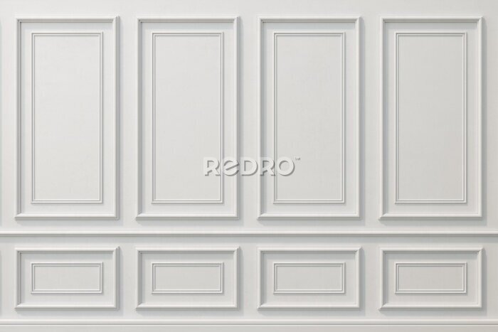 Papier peint  Classic wall of white wood panels. Design and technology