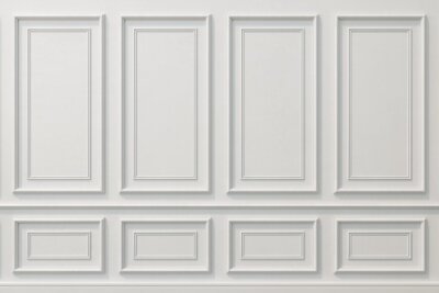 Papier peint  Classic wall of white wood panels. Design and technology
