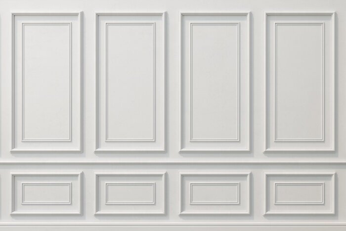 Papier peint  Classic wall of white wood panels. Design and technology
