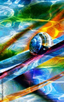 Papier peint  Close up of a Snail on Strelitzia Reginae blossom