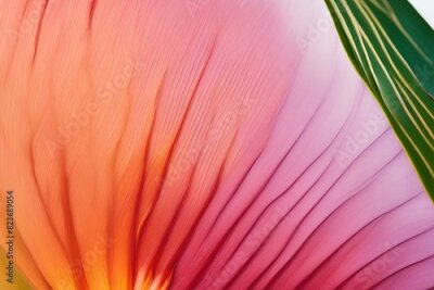 Papier peint  Close-up of Bird of Paradise Petal, Color Gradients, Fine Lines, Macro Photography, Floral Details, Vibrant Pink, purple, green and Orange Flower, High Resolution
