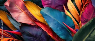 Papier peint  Close up of Strelitzia flowers also known as bird of paradise. with copy space image. Place for adding text or design