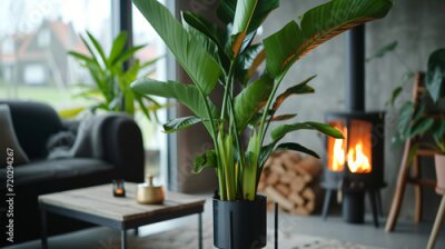 Papier peint  Close-up of Strelitzia nicolai on stand