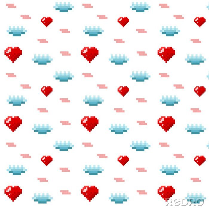 Papier peint  Cœurs en pixels