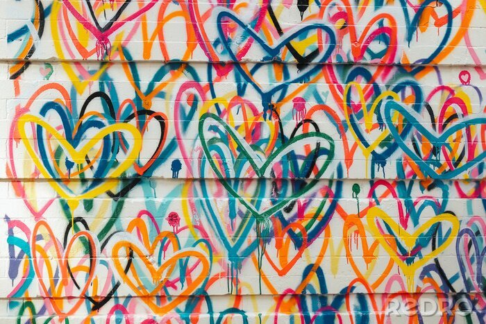 Papier peint  Coeurs graffiti