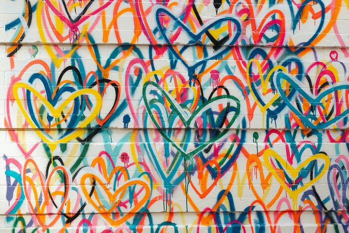 Papier peint  Coeurs graffiti
