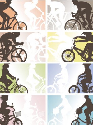 Papier peint  Collage avec cyclistes