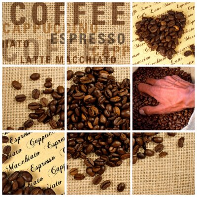 Collage avec des grains de café