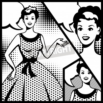 Papier peint  Collage avec une femme style pop art