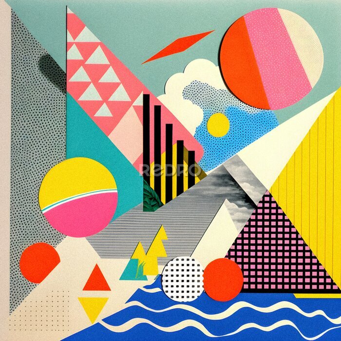 Papier peint  Collage de couleurs pop art rétro