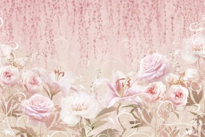 Papier peint  Collage floral moderne au style artistique