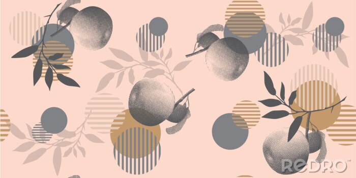 Papier peint  Collage géométrique avec des pommes