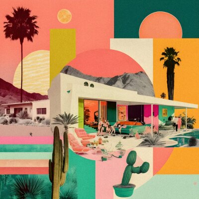 Collage pop art avec des cactus