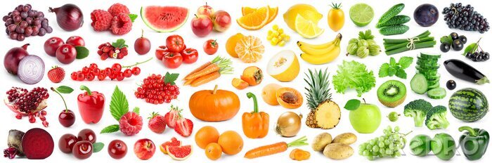 Papier peint  Collection de fruits et légumes