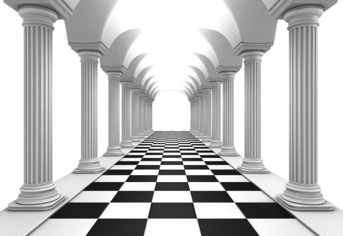 Papier peint  Colonnes abstraites avec échiquier