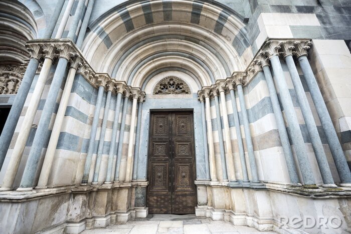 Papier peint  Colonnes bleu et beige